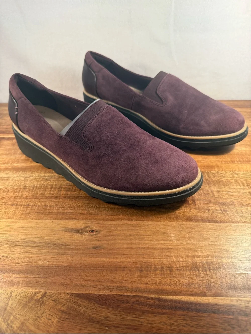 Clarks Collection Purple Suede Slip-on Loafers Size 9